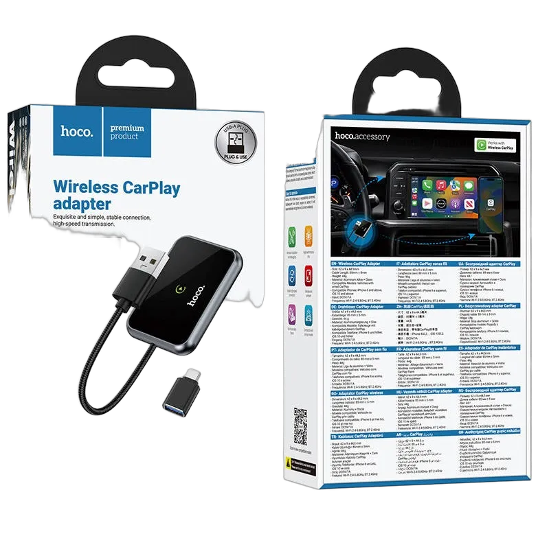مبدل هوکو مدل HU1 از تایپ سی به USB با پشتیبانی از CarPlay