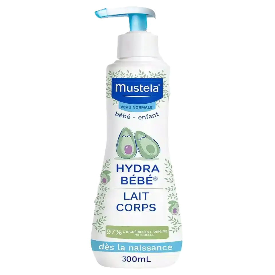 لوسیون بدن کودک موستلا مدل Hydra Bébé با آووکادو حجم ۳۰۰ میلی‌لیتر، مرطوب‌کننده و نرم‌کننده مناسب نوزاد و کودک