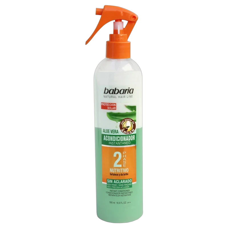 اسپری آبرسان قوی، نرم‌کننده و احیاکننده مو دوفاز باباریا مدل Aloe Vera حجم ۵۰۰ میلی‌لیتر