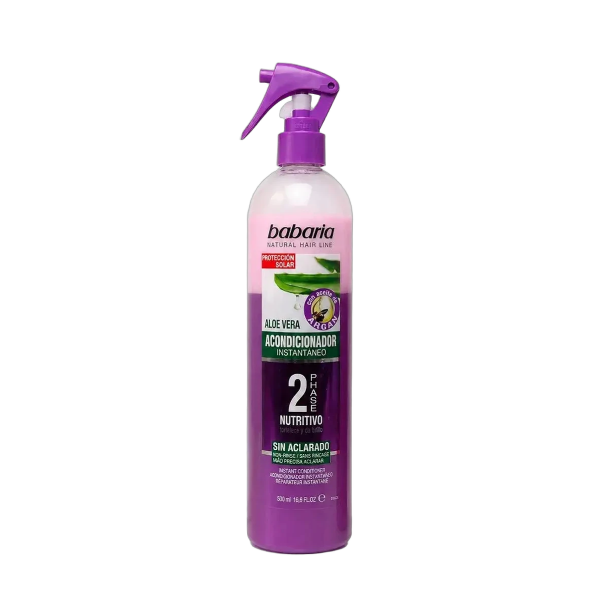 اسپری دوفاز آبرسان و نرم‌کننده و حجم‌دهنده مو باباریا مدل PROTECCION بنفش